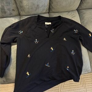 Lou & Grey Black Sweatshirt with Ski Embroidery